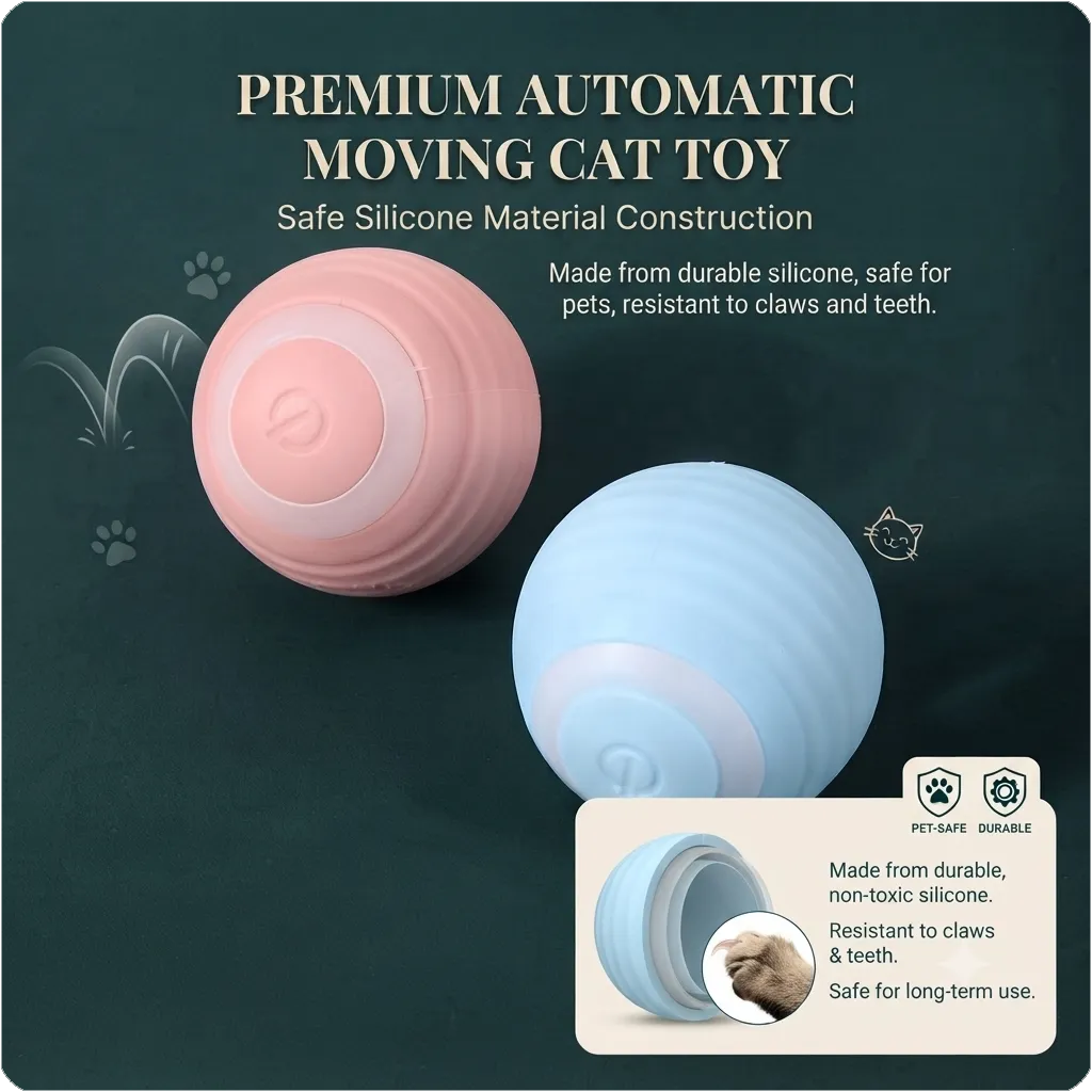 Smart Moving Cat Toy Ball Automatic Interactive Toy for Bored Cats