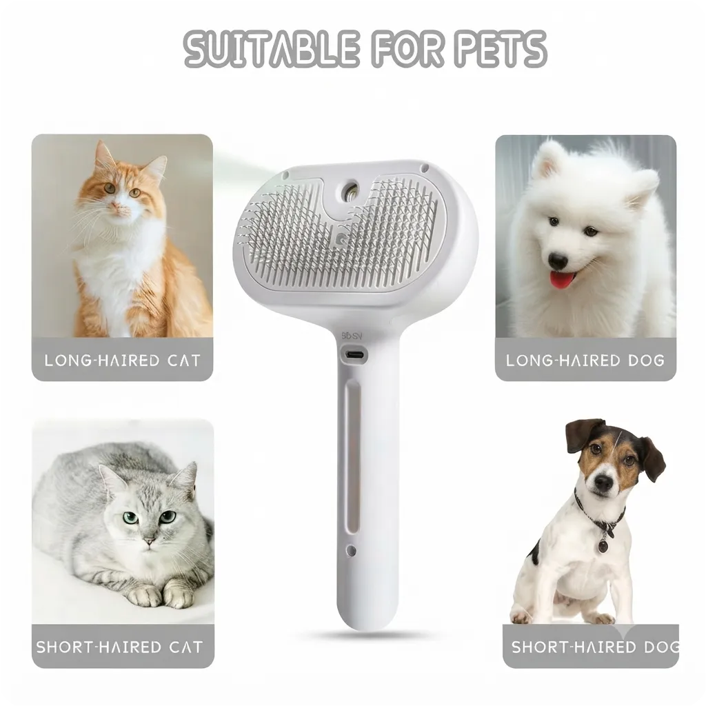 Pet Spray Hair Comb Pet Hair Remover Cleaning Brush Cats Grooming Dog Accessories Tools Dematting Water Mist Humidifier Comb