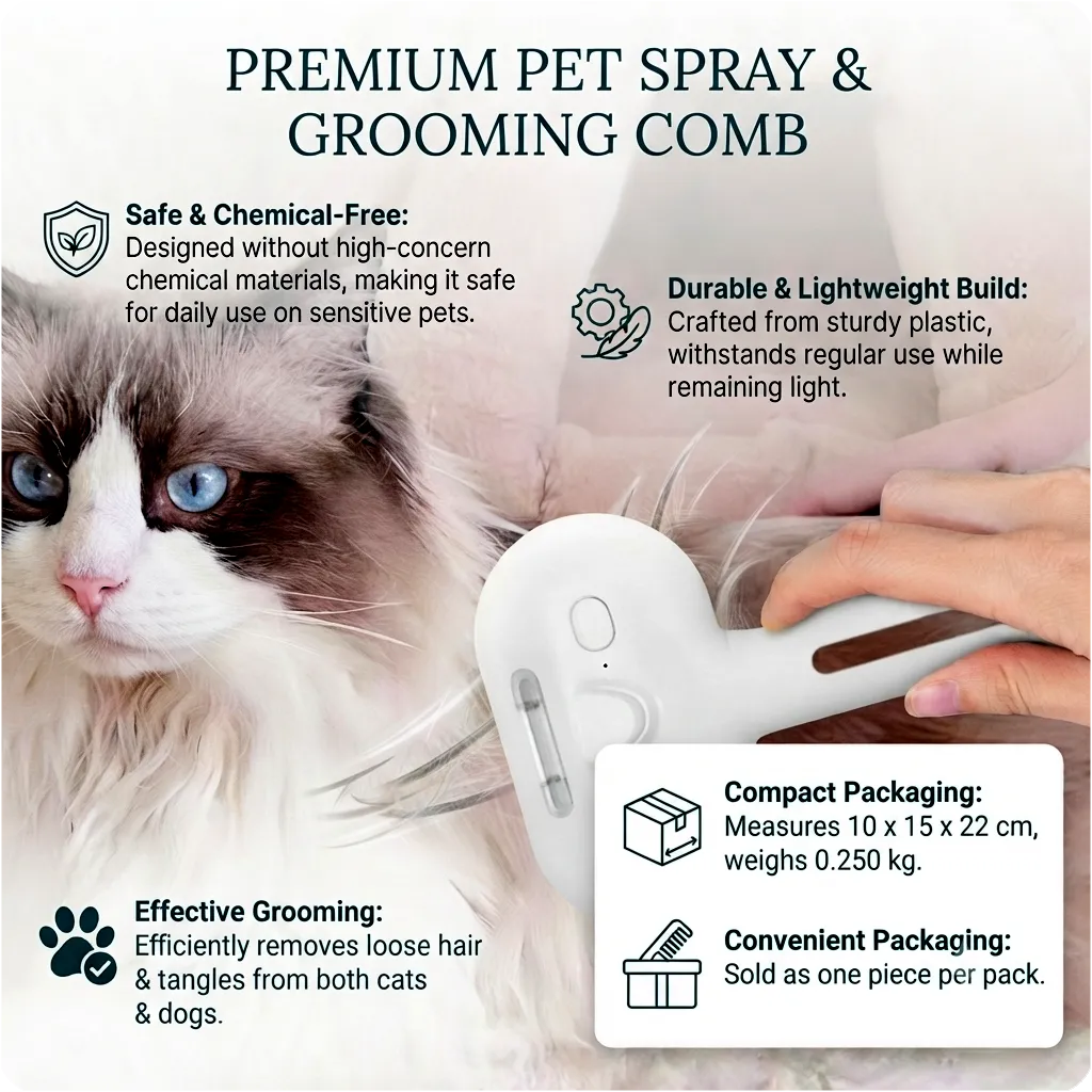 Pet Spray Hair Comb Pet Hair Remover Cleaning Brush Cats Grooming Dog Accessories Tools Dematting Water Mist Humidifier Comb