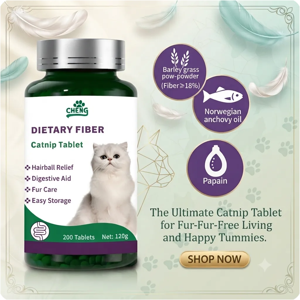 200 Tablets Triple-Action Hairball Control Chews for Cats - Papain Enzyme & Anchovy Oil, Gentle Hair Removal + Digestive Care