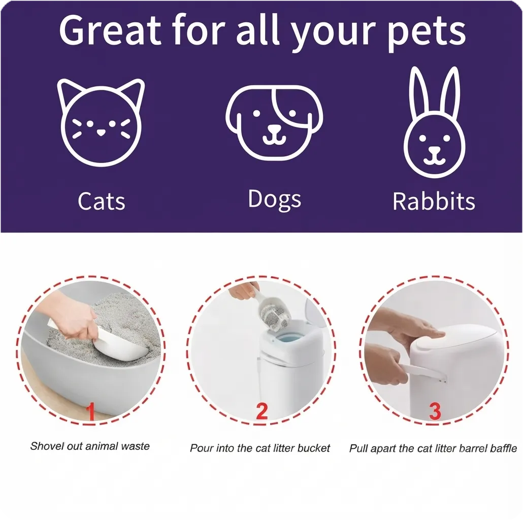 Cat Litter Box Garbage Bags Refill for LitterLocker - Scented & Leak-Proof Waste Disposal Bags