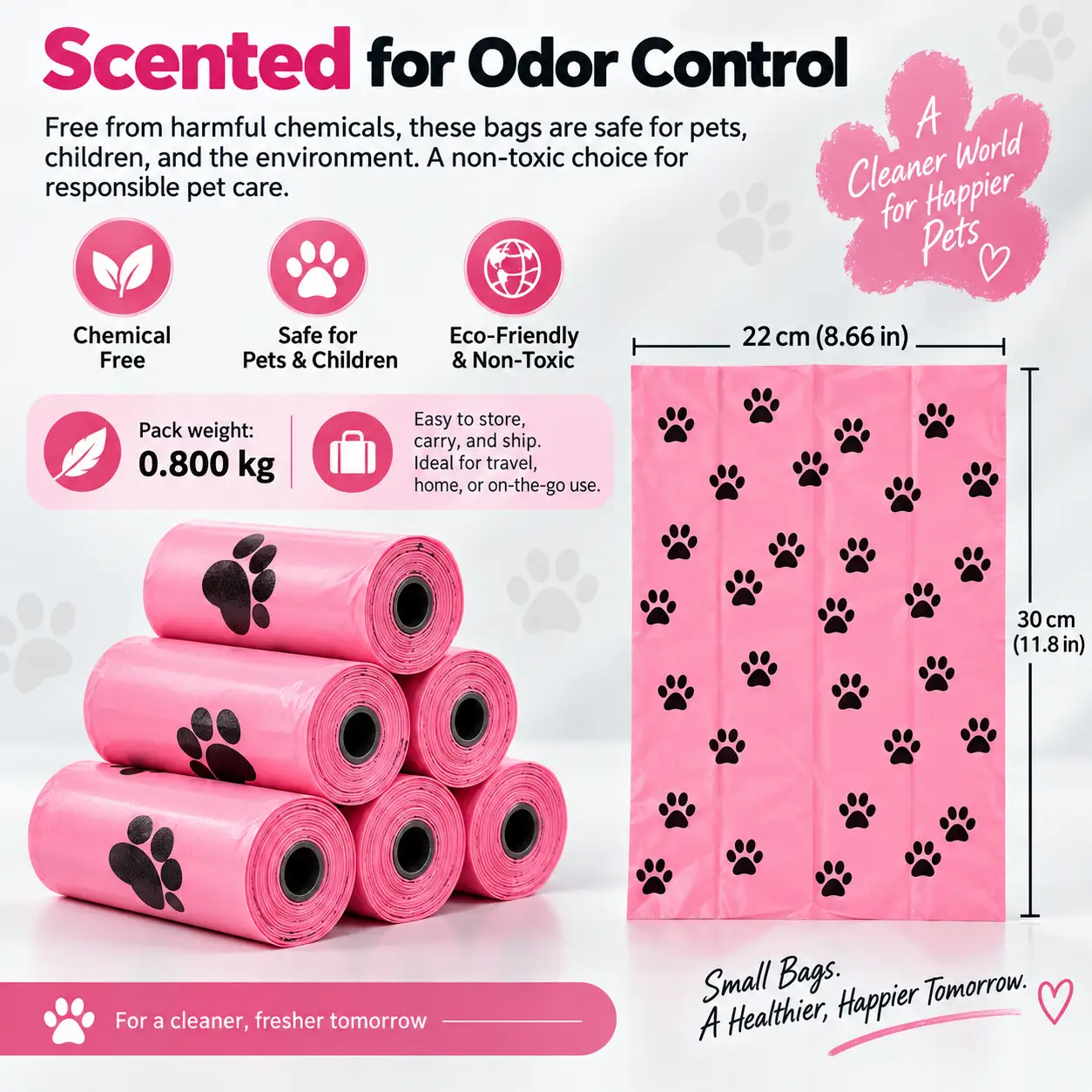 Intensification Pet Biodegradable Trash Bag Dog Poop Bags Bulk Biobase Scented Poo Bag Degradable Cat Waste Bags Dog Poop