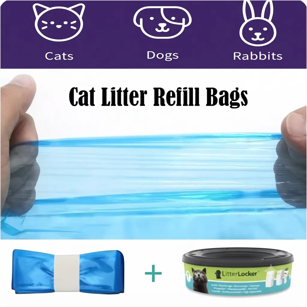 Cat Litter Box Garbage Bags Refill for LitterLocker - Scented & Leak-Proof Waste Disposal Bags