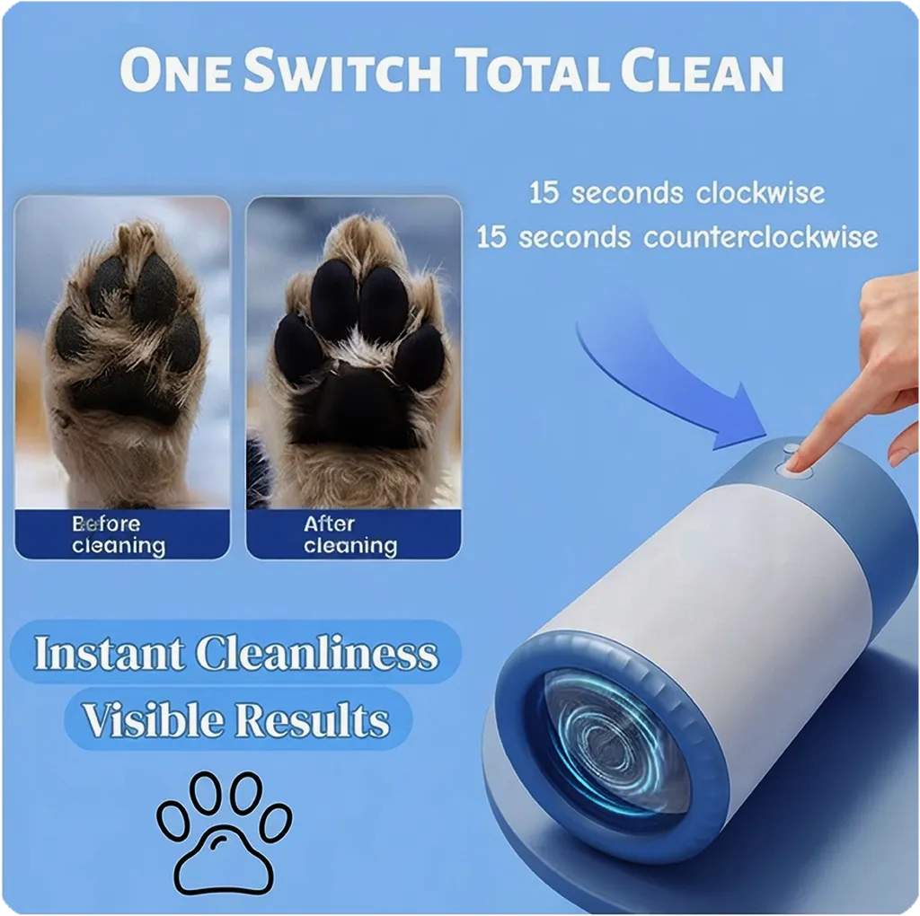Automatic Pet Paw Cleaner & Washer Cup – Portable Electric Dog Foot Cleaner with Soft Silicone Brushes, USB-C Rechargeable & Waterproof